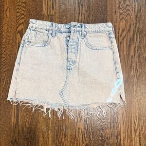 Alexander Wang Light Wash Denim Fringe Mini Skirt
